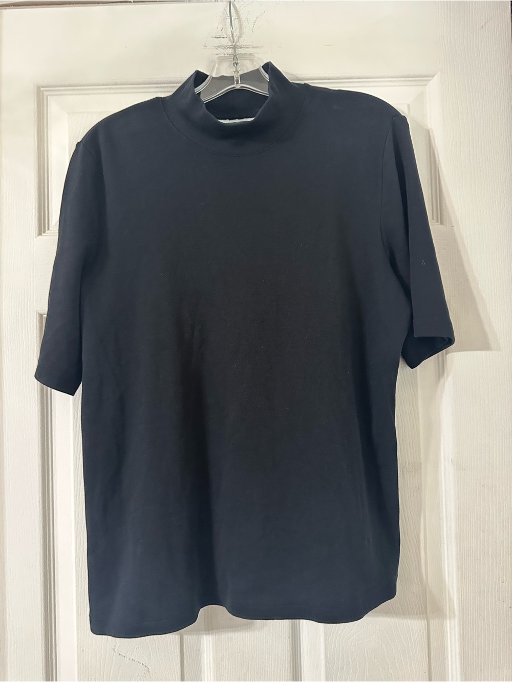 Karen Scott Black Short-Sleeve Mock Neck Tee